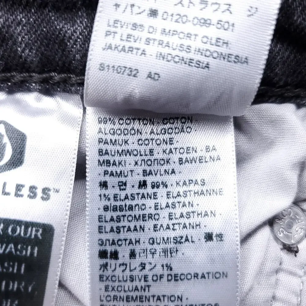 Levi's Premium Ribcage Straight Ankle Jeans Button Fly Stretch Women 28 Black - Picture 14 of 15